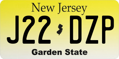 NJ license plate J22DZP