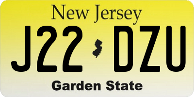 NJ license plate J22DZU