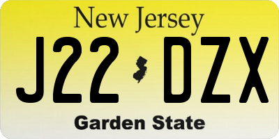 NJ license plate J22DZX