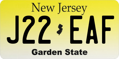 NJ license plate J22EAF