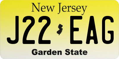 NJ license plate J22EAG