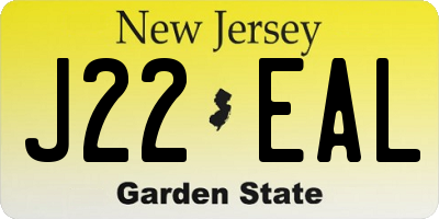 NJ license plate J22EAL