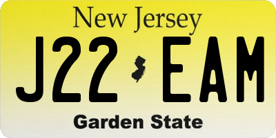 NJ license plate J22EAM