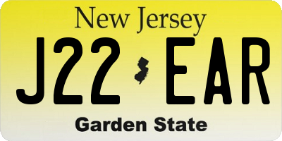NJ license plate J22EAR