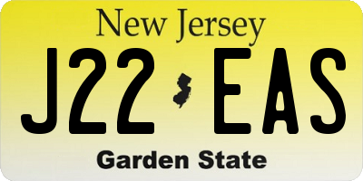 NJ license plate J22EAS