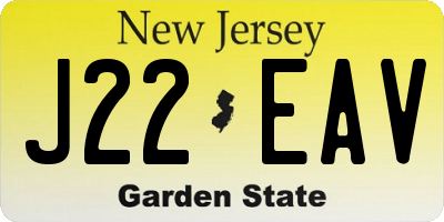 NJ license plate J22EAV
