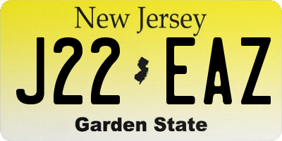 NJ license plate J22EAZ
