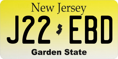 NJ license plate J22EBD
