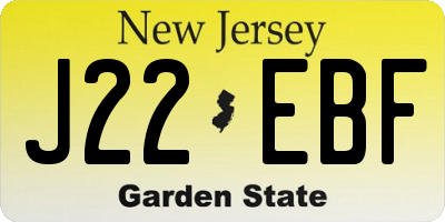 NJ license plate J22EBF