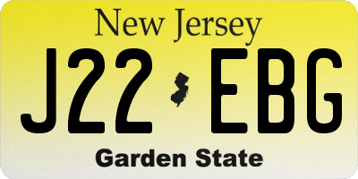 NJ license plate J22EBG