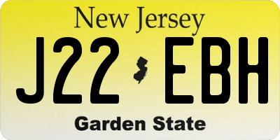 NJ license plate J22EBH