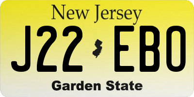 NJ license plate J22EBO