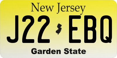 NJ license plate J22EBQ