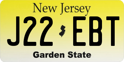 NJ license plate J22EBT