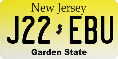 NJ license plate J22EBU