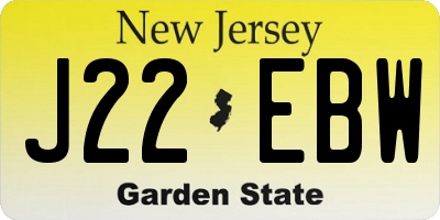 NJ license plate J22EBW