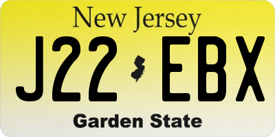 NJ license plate J22EBX