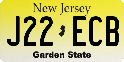 NJ license plate J22ECB