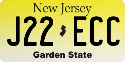 NJ license plate J22ECC
