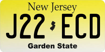 NJ license plate J22ECD