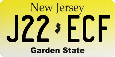 NJ license plate J22ECF