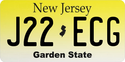 NJ license plate J22ECG