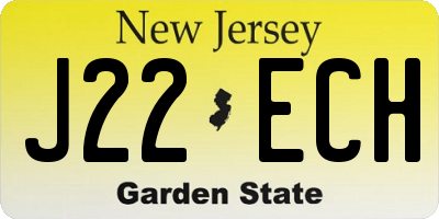 NJ license plate J22ECH