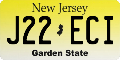 NJ license plate J22ECI