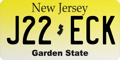 NJ license plate J22ECK