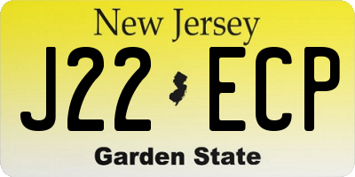 NJ license plate J22ECP