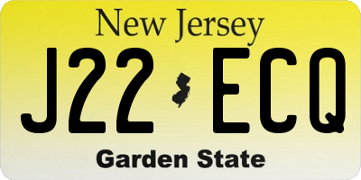 NJ license plate J22ECQ