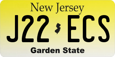 NJ license plate J22ECS