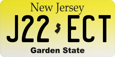 NJ license plate J22ECT