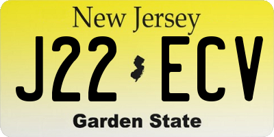 NJ license plate J22ECV