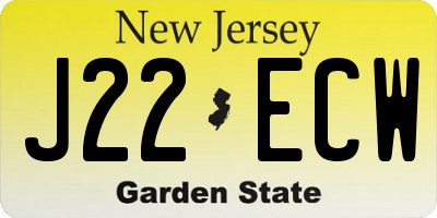 NJ license plate J22ECW