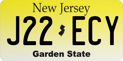 NJ license plate J22ECY