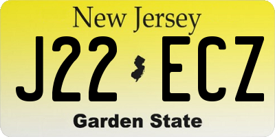 NJ license plate J22ECZ