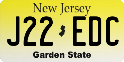 NJ license plate J22EDC