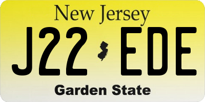 NJ license plate J22EDE