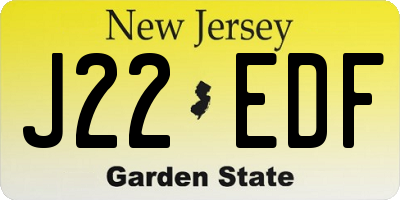 NJ license plate J22EDF