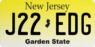NJ license plate J22EDG