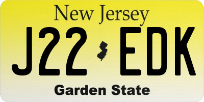 NJ license plate J22EDK