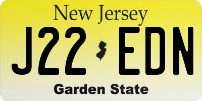 NJ license plate J22EDN