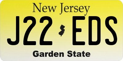 NJ license plate J22EDS