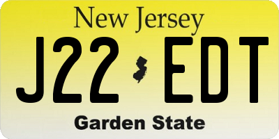 NJ license plate J22EDT