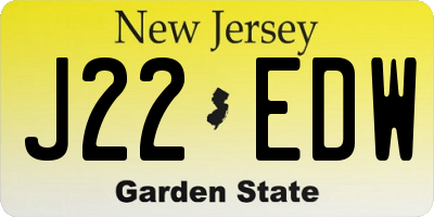 NJ license plate J22EDW