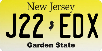 NJ license plate J22EDX