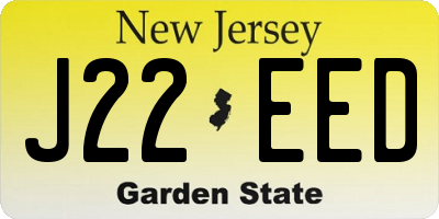 NJ license plate J22EED