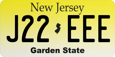 NJ license plate J22EEE