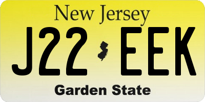 NJ license plate J22EEK